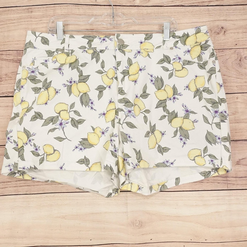 Sonoma Chino Shorts Womens Size 18W Lemon Twill 39 Waist 3.5 Inseam Stretch